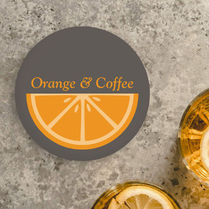 Orange Half-Slice  Round Paper Coaster