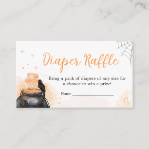 Orange Halloween A Baby is Brewing Diaper Raffle Enclosure Card