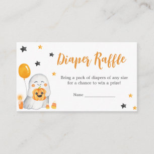 Orange Halloween Baby Shower Diaper Raffle Enclosure Card