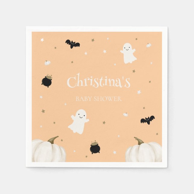 Orange Halloween Baby Shower Napkin (Front)