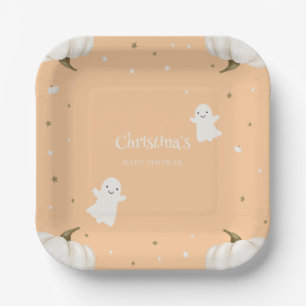 Orange Halloween Baby Shower Paper Plate