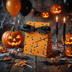 Orange Halloween Favour Box with Witches