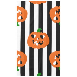 orange halloween heart pumpkin striped tablecloth