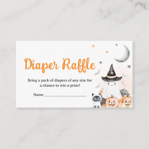 Orange Halloween Little Boo Baby Diaper Raffle Enclosure Card