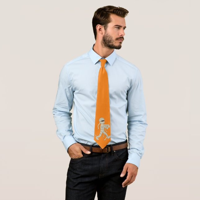 Orange Halloween Mummy necktie - mens TIE HARD (In Situ)