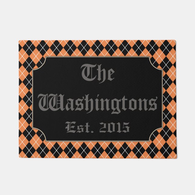 Orange Halloween Personalised Doormat (Front)