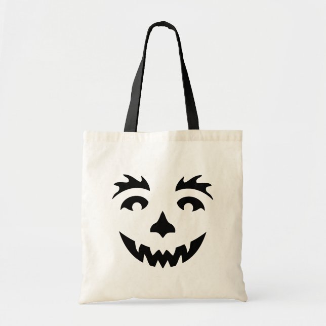 Orange Halloween Pumpkin Face Tote Bag (Front)