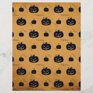 Orange  Halloween Pumpkin Scrapbook Paper