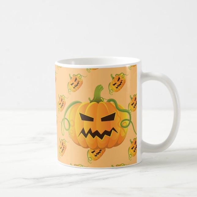 Orange Halloween Pumpkin Seamless Pattern Coffee Mug (Right)