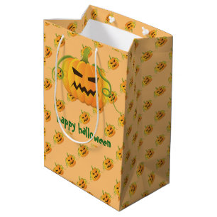Orange Halloween Pumpkin Seamless Pattern Medium Gift Bag