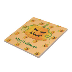 Orange Halloween Pumpkin Seamless Pattern Tile