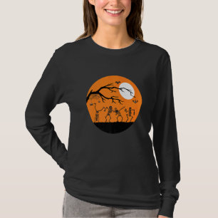 Orange Halloween Related Design With Dancing Skele T-Shirt