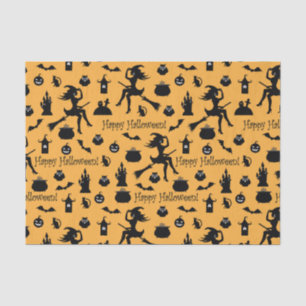 Orange Halloween Silhouettes  Tissue Paper