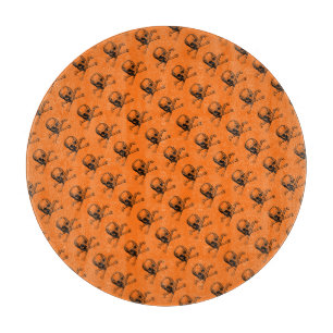 Orange Halloween Skull  Cutting Board