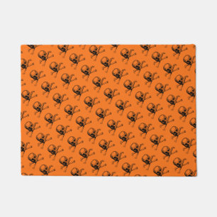 Orange Halloween Skull Doormat