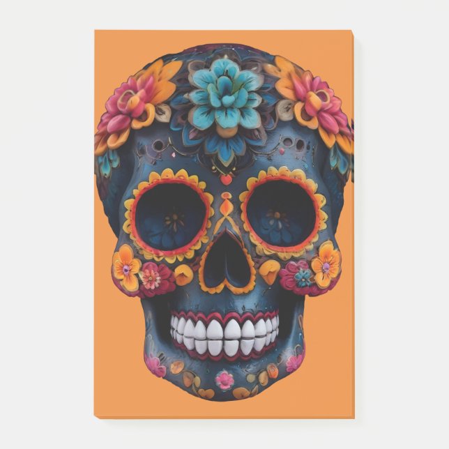 Orange Halloween Skull Post-it Notes (Front)