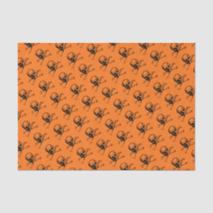 Orange Halloween Skull Tissue Paper