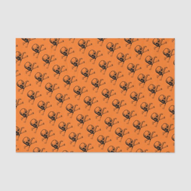 Orange Halloween Skull Tissue Paper (Front)