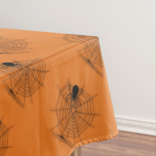 Orange Halloween Spider Web Tablecloth