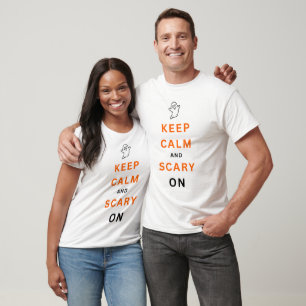 Orange Halloween text Keep Calm and Scary On Ghost T-Shirt