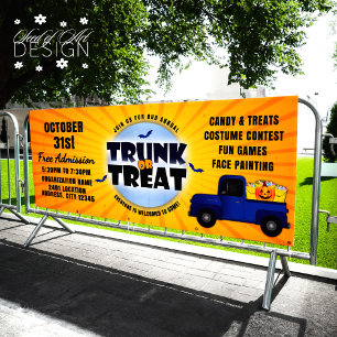 Orange Halloween Trunk or Treat Truck Pumpkin Banner