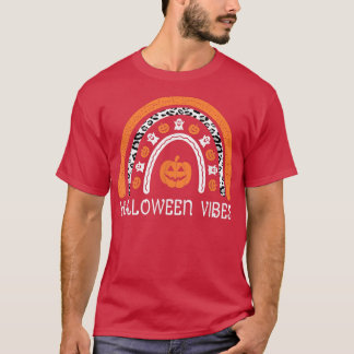 Orange Halloween Vibes Leopard Jack O Lantern Rain T-Shirt