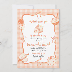 Orange Hand Drawn Cutie Pie Baby Shower Invitation