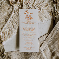 Orange Hand Drawn Floral Wedding Menu