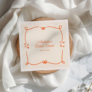 Orange Hand Drawn Frame Bridal Shower Napkin