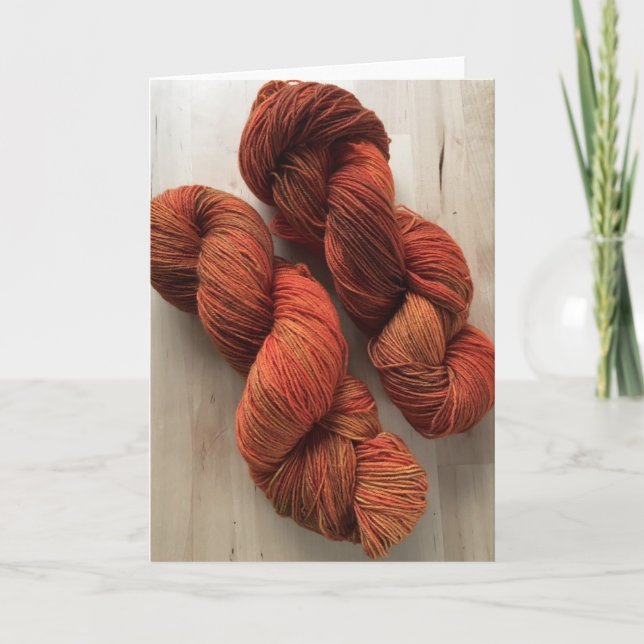 Orange Handdyed Yarn Greeting Card (Front)