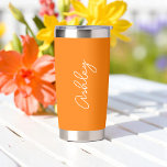Orange Handwritten Text Elegant Water Bottle<br><div class="desc">Orange Elegant Water Bottle with option to add name with beautiful calligraphy text.  More products with this design are in the collection below.</div>