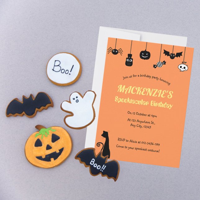 Orange Hanging Halloween Spooktacular Birthday Invitation (Creator Uploaded)
