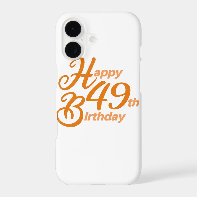 Orange Happy 49th Birthday cursive text (Back)