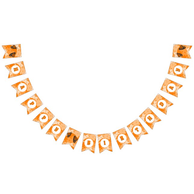 Orange Happy Birthday Floral Bunting Banner (All)