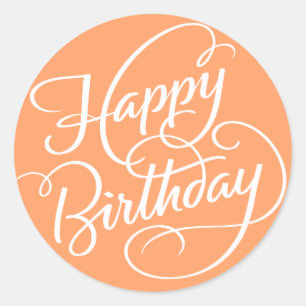 ORANGE HAPPY BIRTHDAY   STICKER