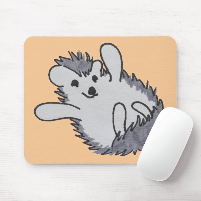 Orange Happy Cute Hedgehog Mousepad (With Mouse)