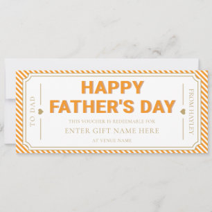 Orange Happy Father's Day Gift Voucher Card
