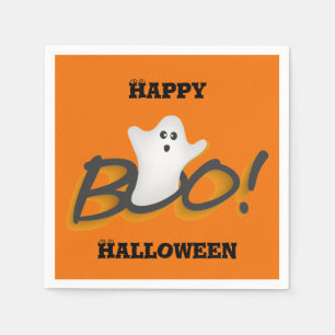 Orange Happy Halloween Cute Ghost Word BOO! Napkin