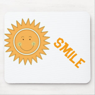 Orange Happy Sun Mouse Mat