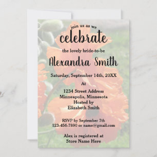 Orange Harvest Moon Oriental Poppies Bridal Shower Invitation