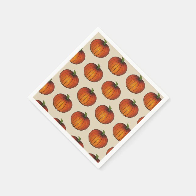 Orange Harvest Pumpkin Halloween Thanksgiving Fall Napkin (Corner)