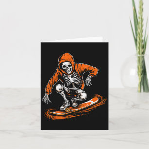 Orange Hat Skater With Skateboard Halloween Costum Card