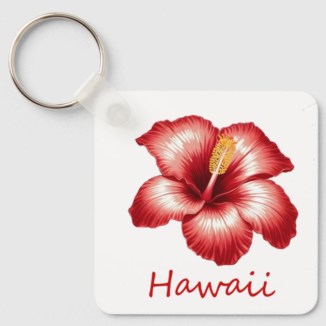 Orange hawaii hibiscus key ring (Front)