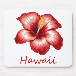 Orange hawaii hibiscus mouse mat