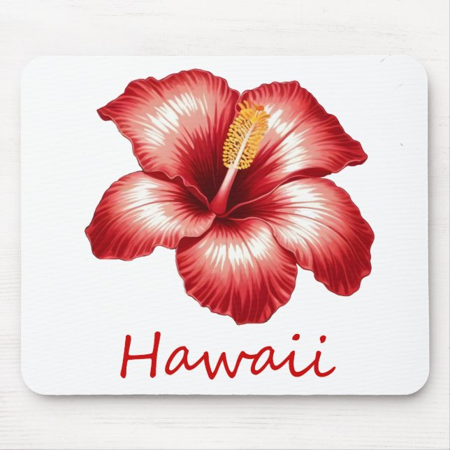 Orange hawaii hibiscus mouse mat (Front)