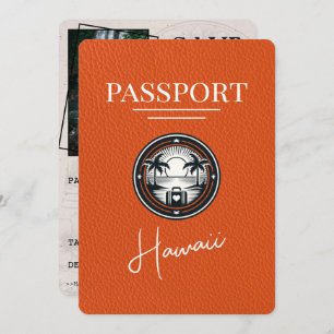 Orange Hawaii Passport Save The Date