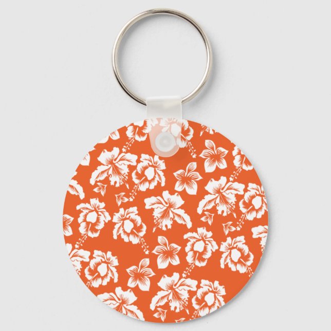 Orange Hawaiian Hibiscus Key Ring (Front)