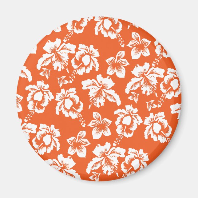 Orange Hawaiian Hibiscus Magnet (Front)