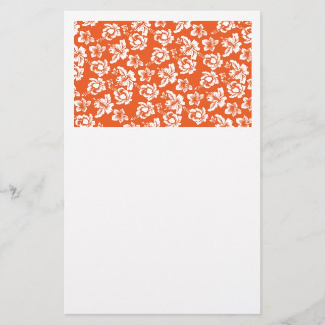 Orange Hawaiian Hibiscus Stationery (Front)