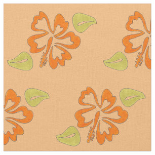 Orange Hawaiian Hibiscus Tropical Island Flowers Fabric
